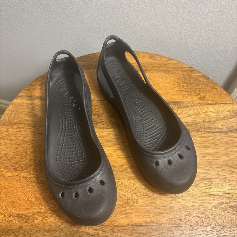 Crocs Laura Ballet Flats Shoes Women's Black Comfort Slip On Size 9